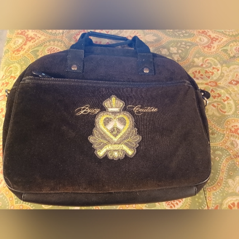 Juicy Couture Black Velour Computer Bag Tote New Without Tag Vintage Vtg